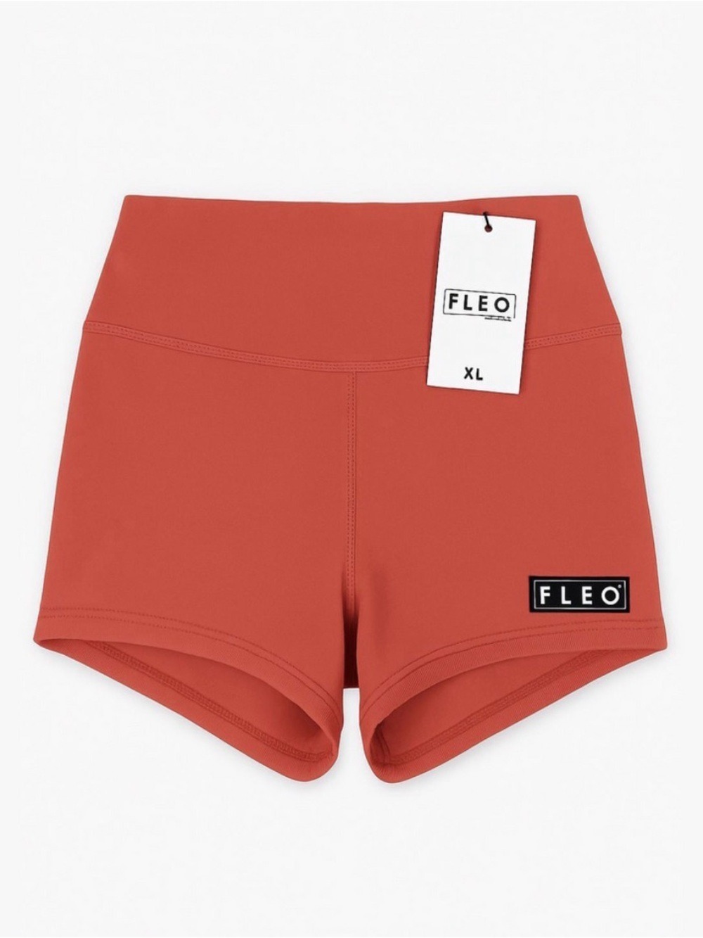 Fleo Apex Contour Coral Red High Waist Performance Shorts
